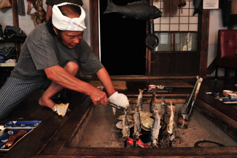 ご主人自ら捕った岩魚の串焼き